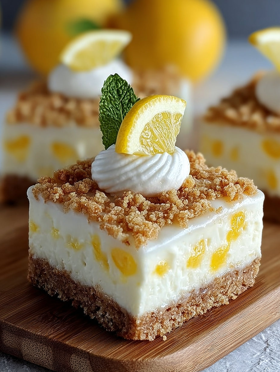 A slice of zesty frozen yogurt lemon pie cookie squares.