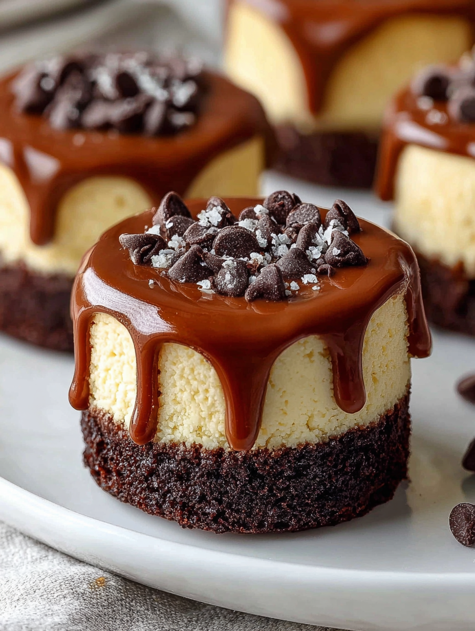 A close up of a chocolate cheesecake with chocolate drizzle.