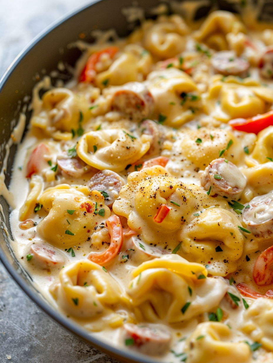 A bowl of pasta with tomatoes and cheese.