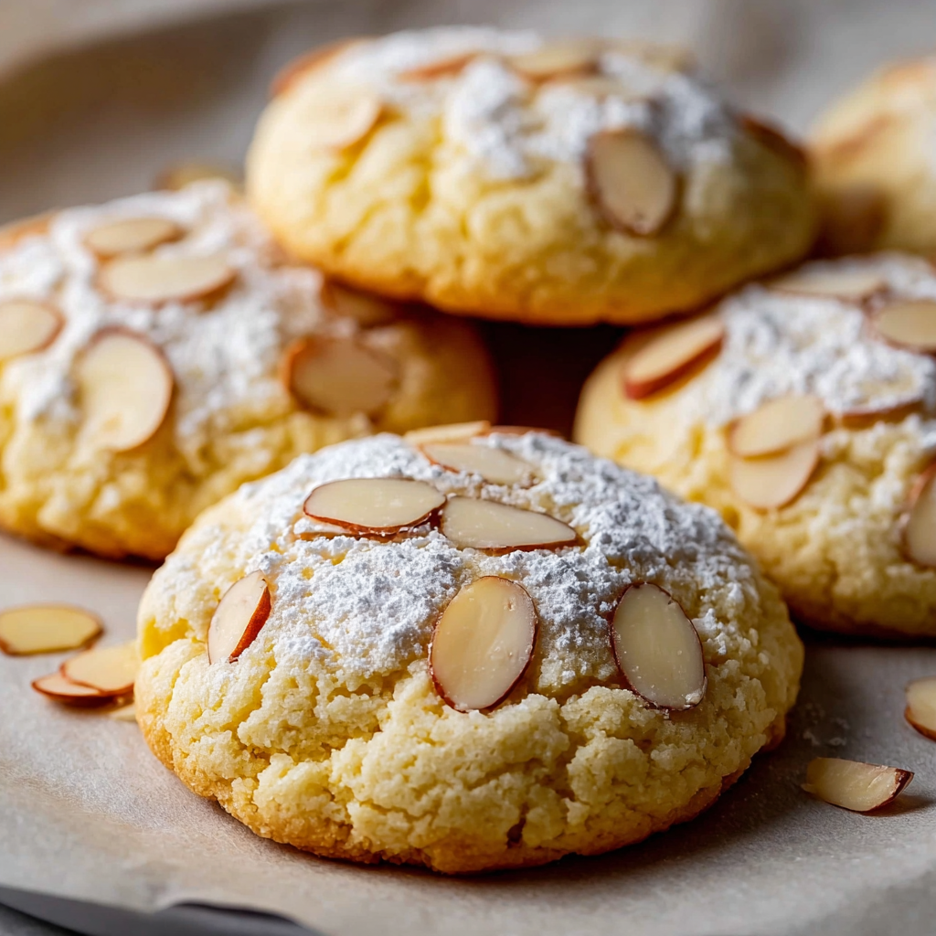 A plate of Italian Almond Ricotta Cookies.