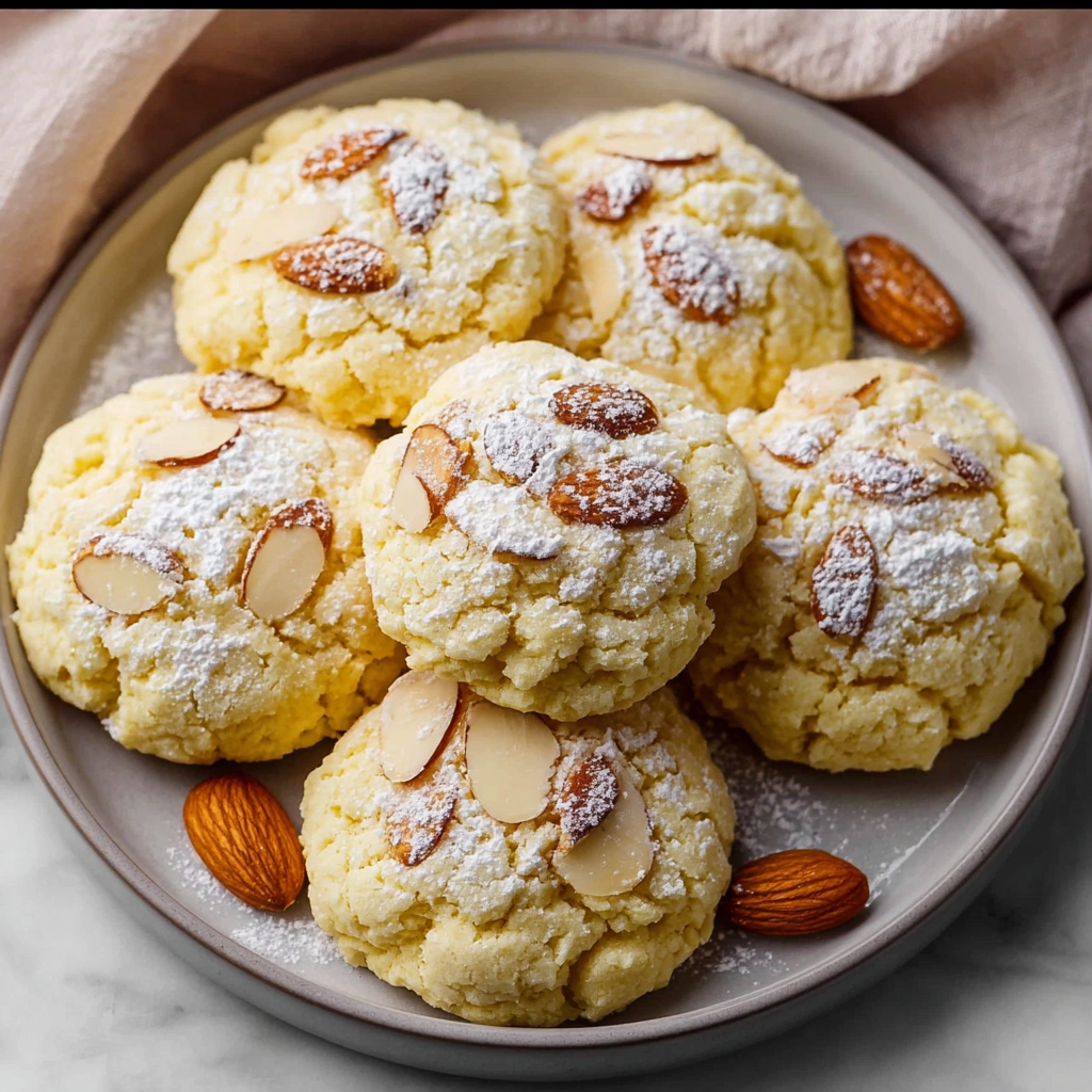 A plate of Italian Almond Ricotta Cookies.