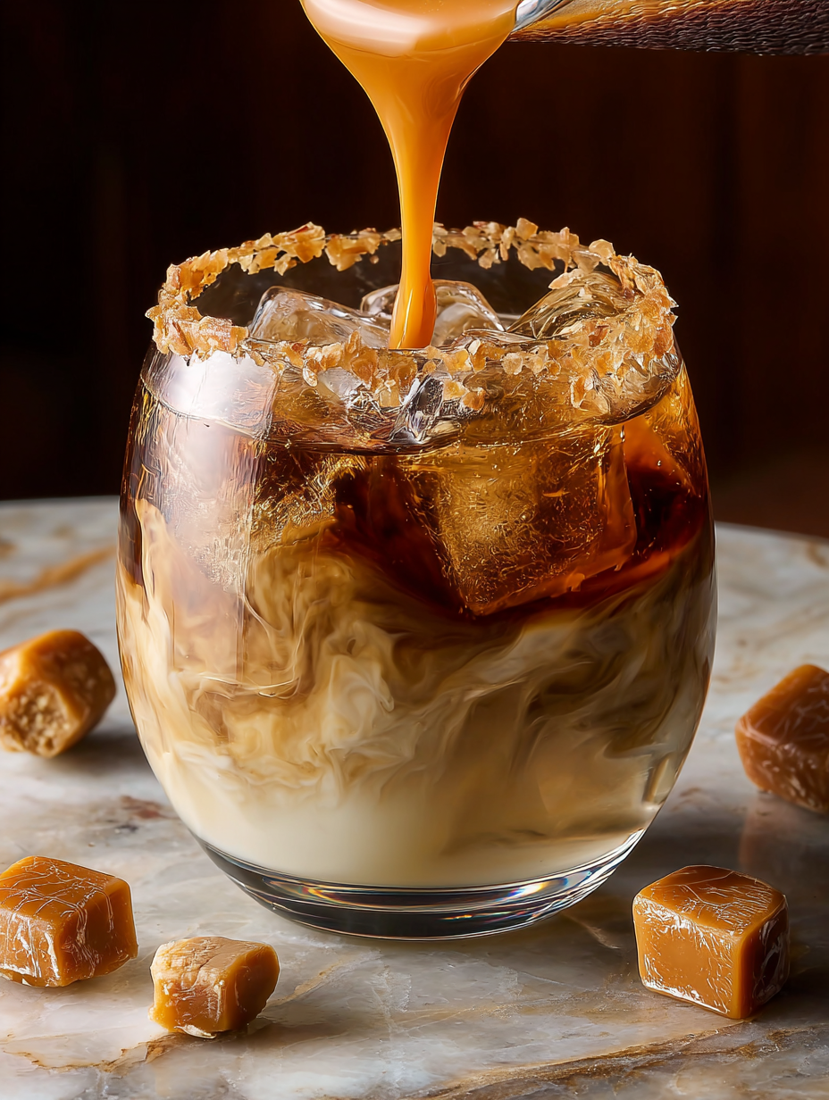 A glass of Werther's White Russian.