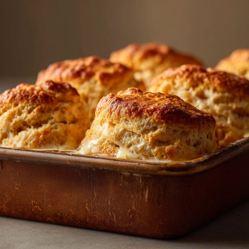 A pan of butter swim biscuits.