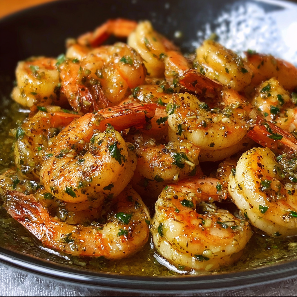 A bowl of shrimp with garlic and butter.