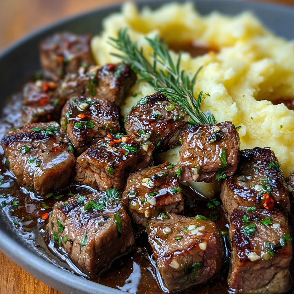 A plate of meat and potatoes.