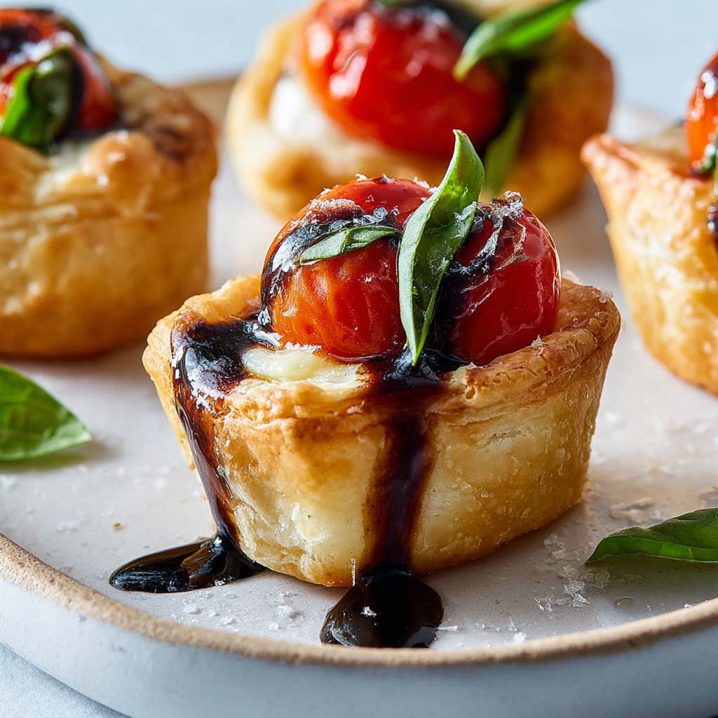Baked Caprese Bites with sauce.