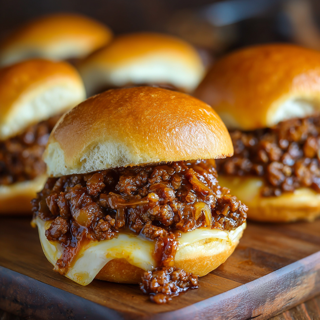 A plate of sloppy joes with onions.