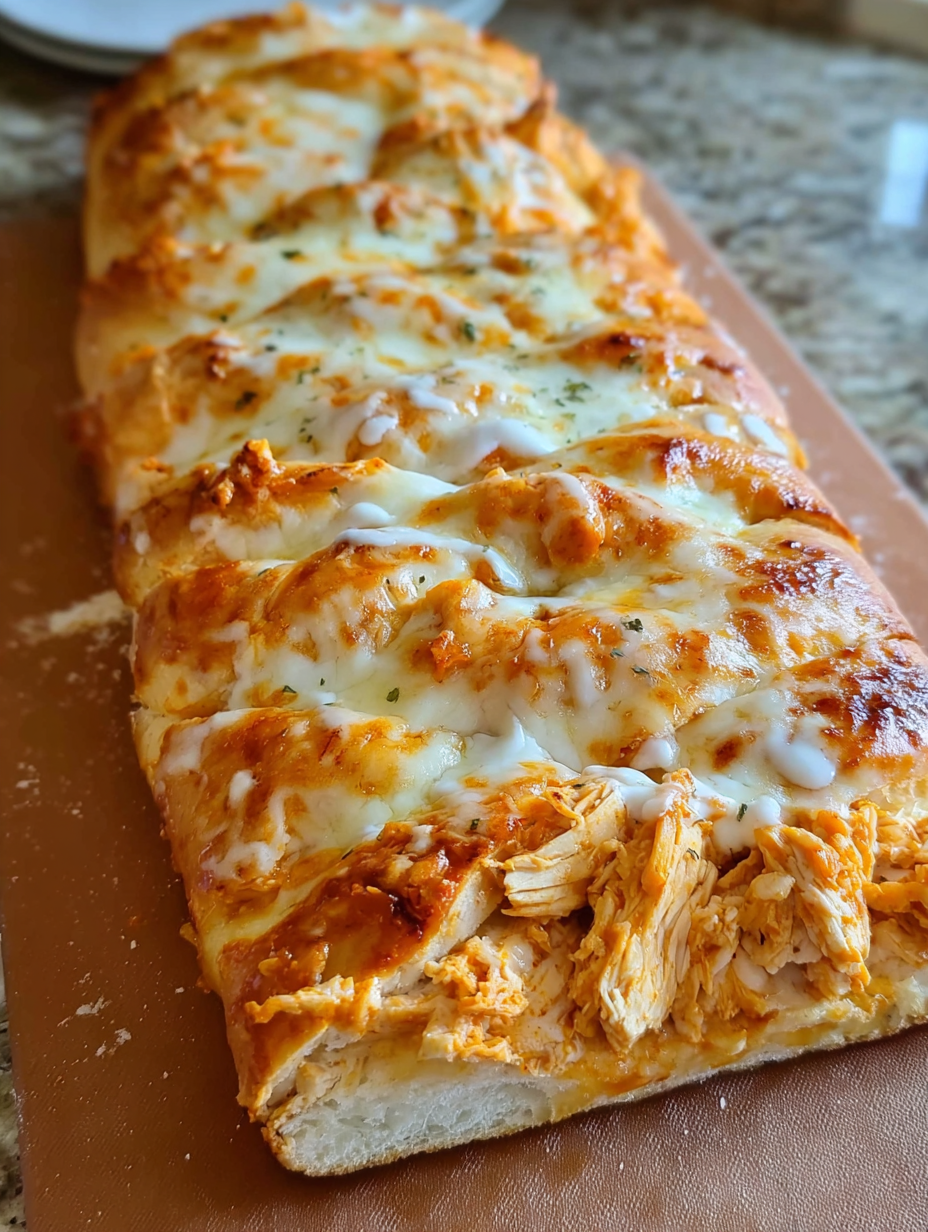 A slice of buffalo chicken bread.