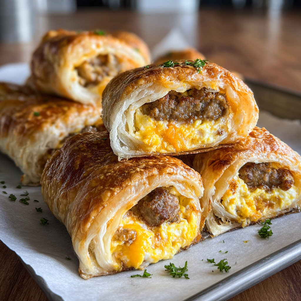 A delicious beef sausage egg breakfast roll ups recipe.
