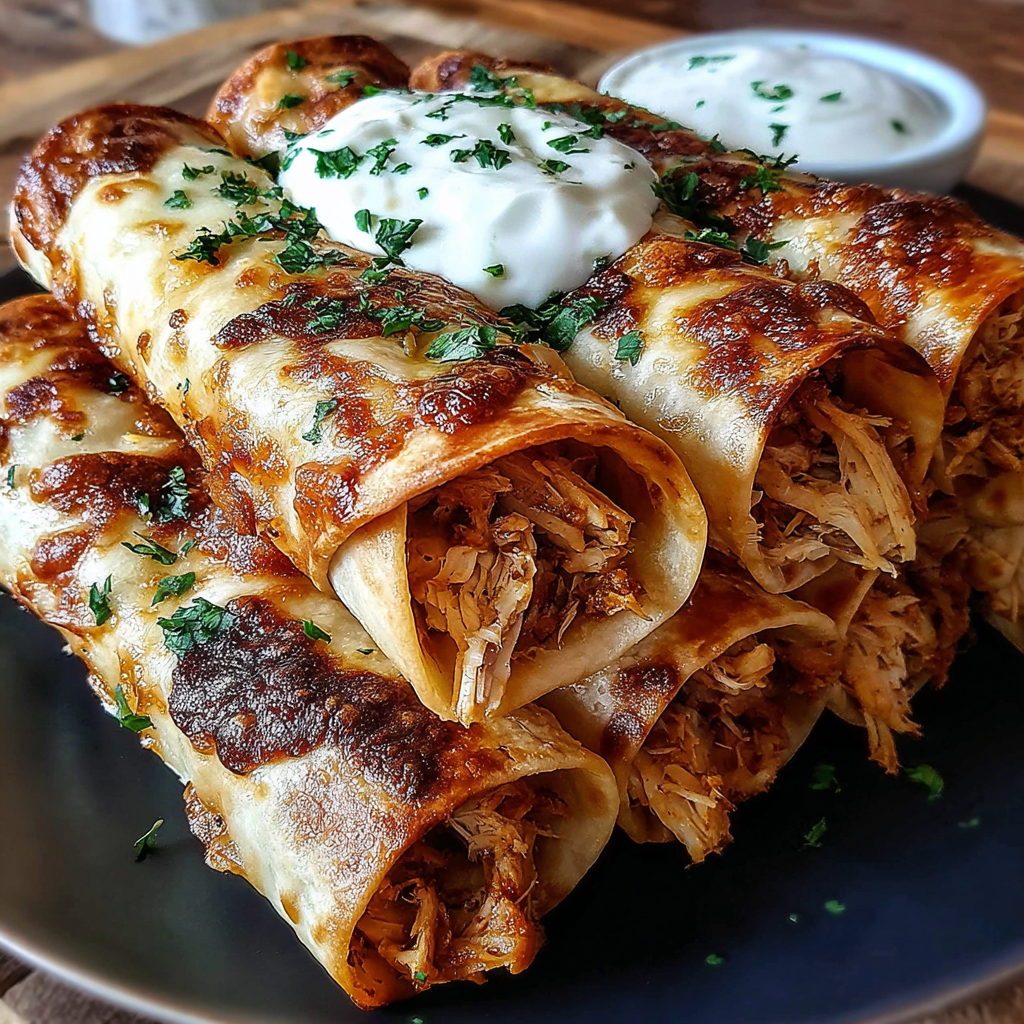 A plate of food with a spicy hatch chili chicken taquito roll.
