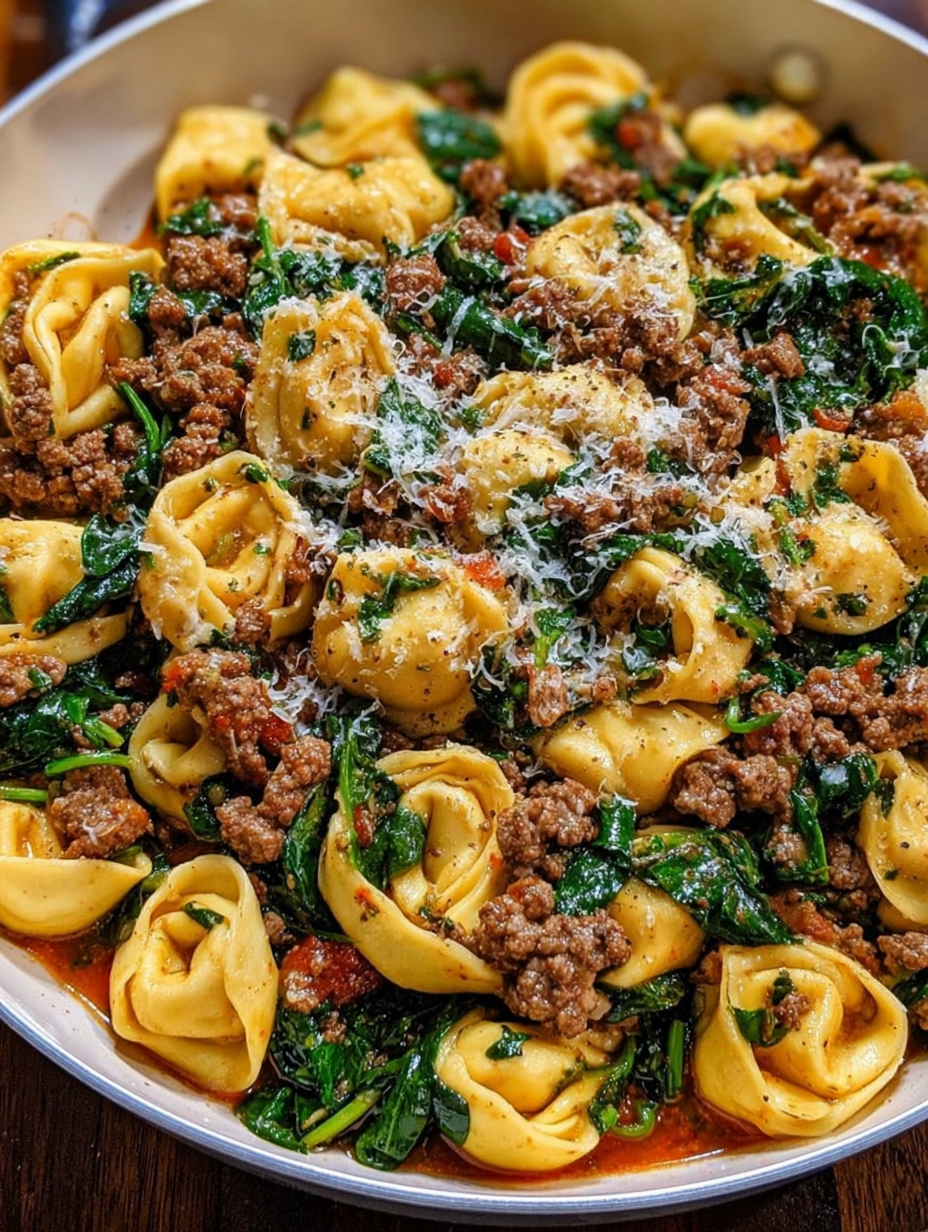 A plate of food with pasta and meat.