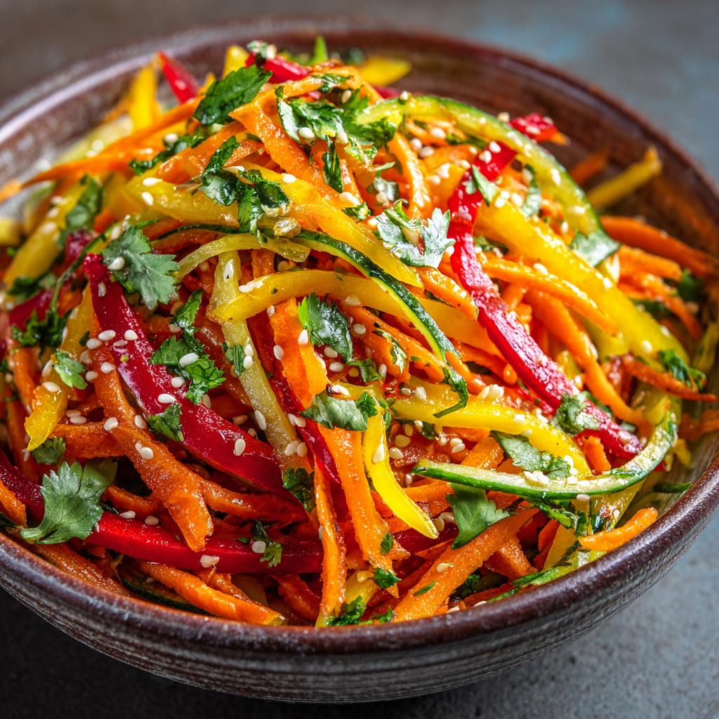A bowl of carrot salad with sesame seeds.