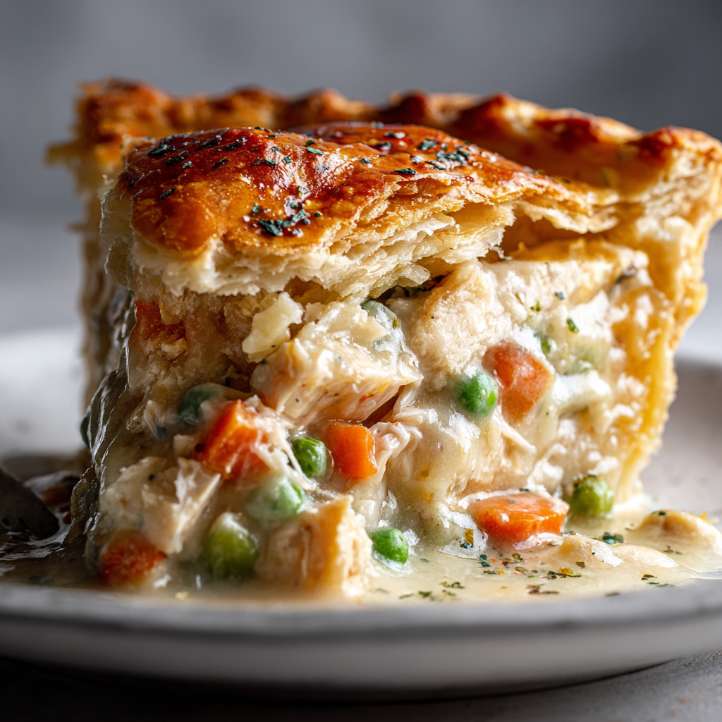 A delicious chicken pot pie recipe with cream of chicken soup.