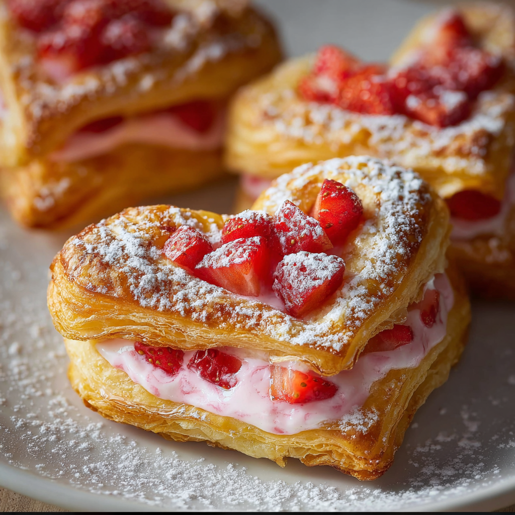 A plate of strawberry cream cheese pastries.