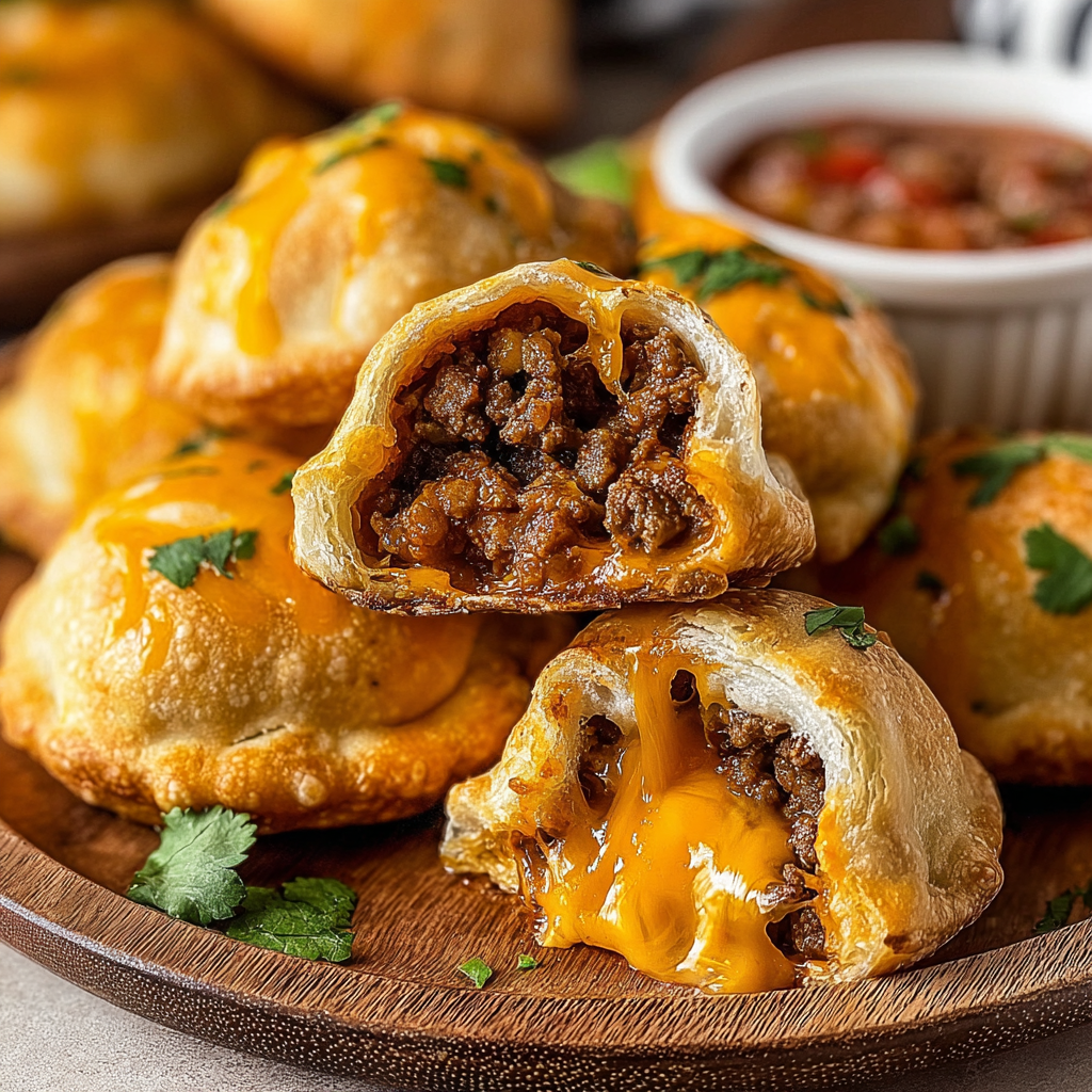A plate of air fryer cheesy taco bombs.