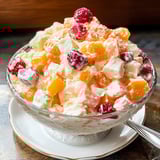 A bowl of Ambrosia Salad.