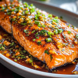 A plate of firecracker salmon.