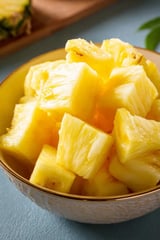 A bowl of sliced pineapple.