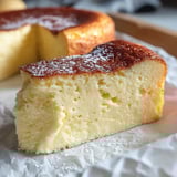 A slice of a creamy yogurt cake.