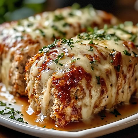 A plate of melt-in-your-mouth garlic Parmesan chicken meatloaf.