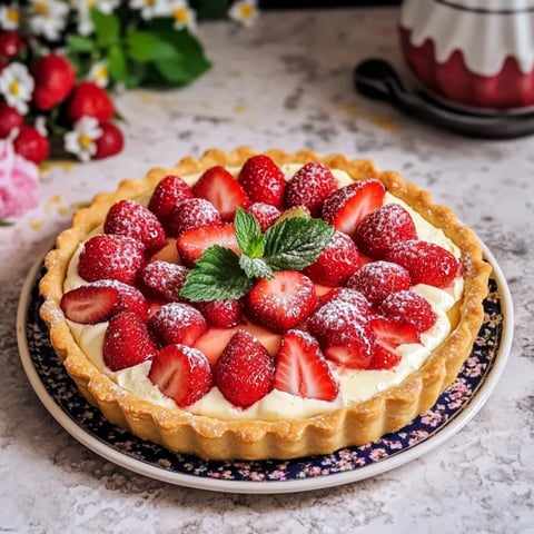 A slice of strawberry mascarpone tart.