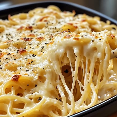 A close up of a delicious looking cream cheese spaghetti.