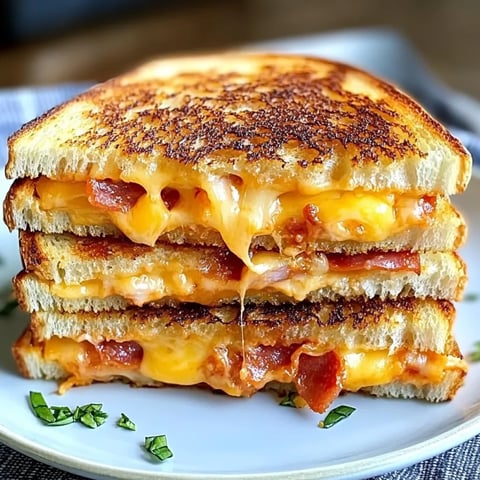 A grilled cheese sandwich with bacon and cheese.