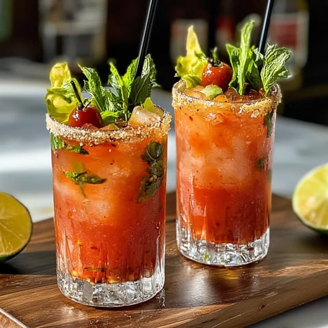 A Bloody Maria Recipe with two glasses of the drink.